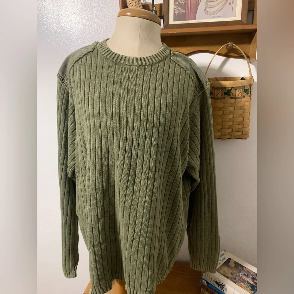 Retrofit Army Green Camo Patches Sweater XL